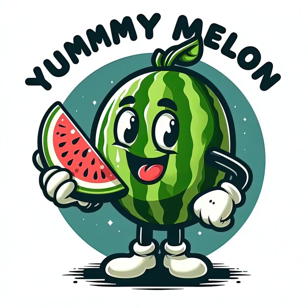 Photo a cartoon watermelon character holding a piece of watermelon