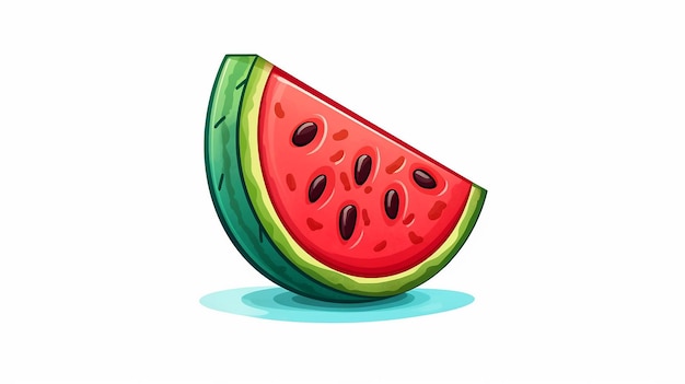 Cartoon watermelon icon on white illustration Generative AI