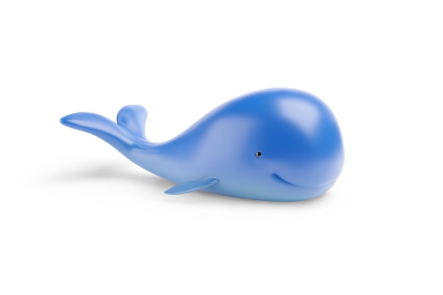 Cartoon whale isolated on white background 3d illustration