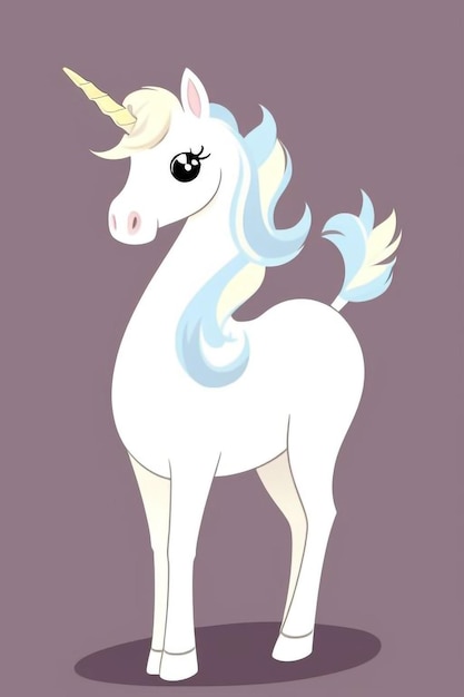 Photo a cartoon of a white unicorn with a blue tail