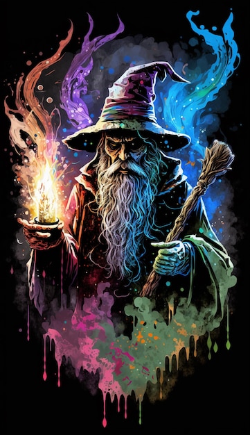 A cartoon of a wizard holding a fireball.