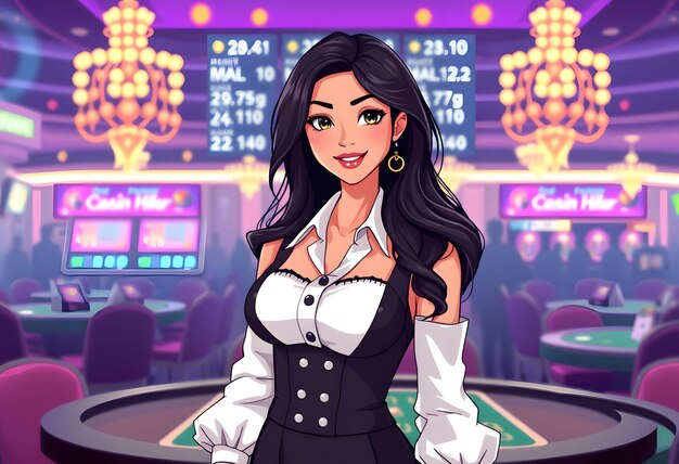 a cartoon of a woman playing a casino game