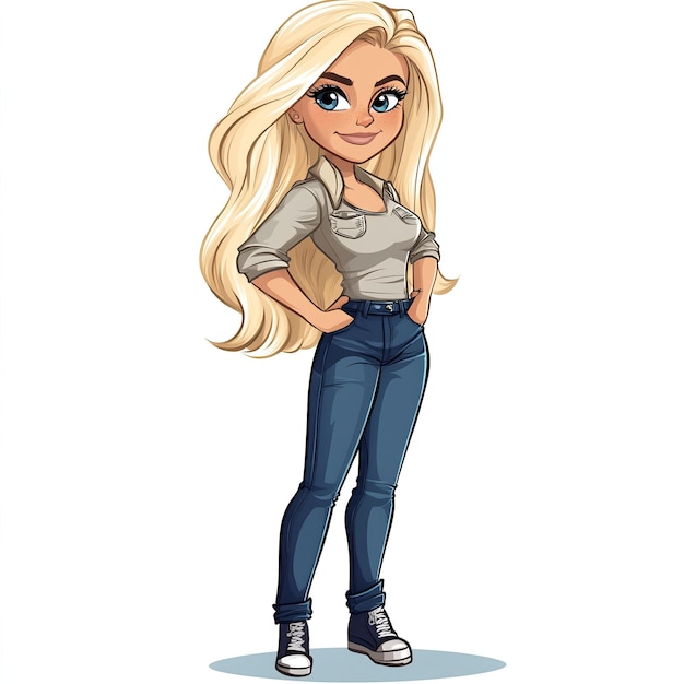 Photo a cartoon of a woman with long blonde hair