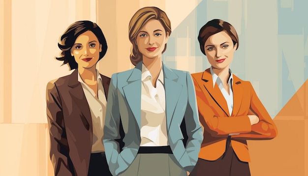 a cartoon of women in suits and suits