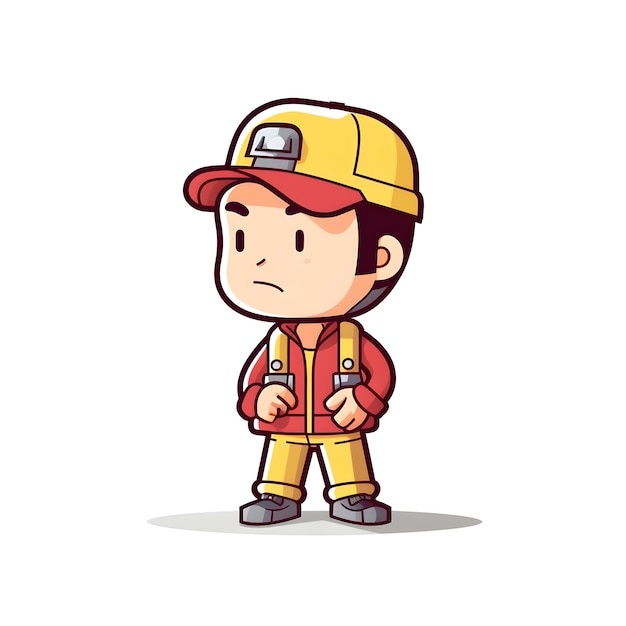 A cartoon of a worker wearing a yellow hat