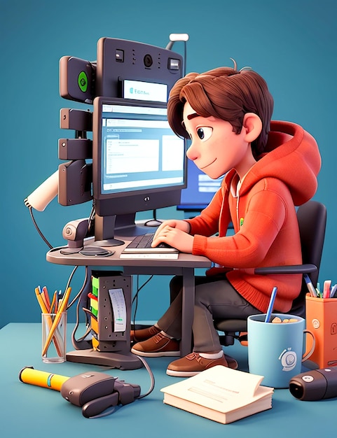 cartoon working day scene illustration Generated by AI