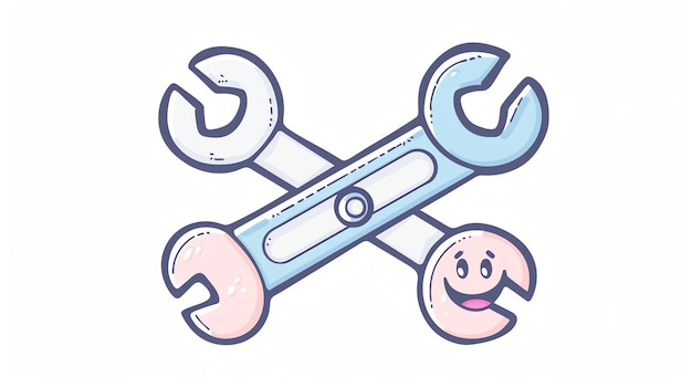 Cartoon wrenches crossed with one smiling