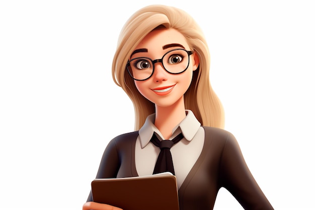 Cartoon young woman teacher on white isolated background Back to school AI generation