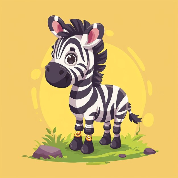 Photo a cartoon zebra with a black nose and a yellow background