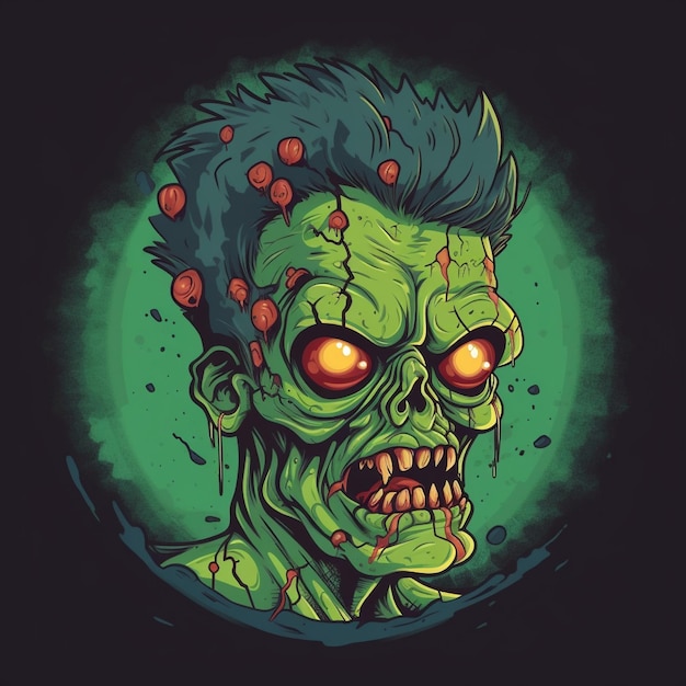 Cartoon zombie logo for a gaming brand