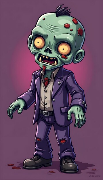 Photo a cartoon of a zombie with a creepy face