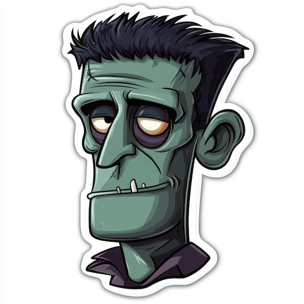 Photo a cartoon of a zombie with a green face and a black haircut