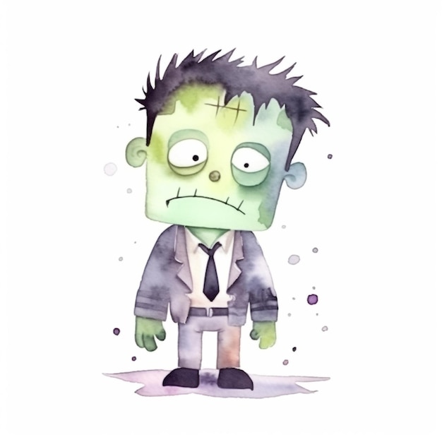 A cartoon of a zombie with a tie that says " i'm a zombie ".