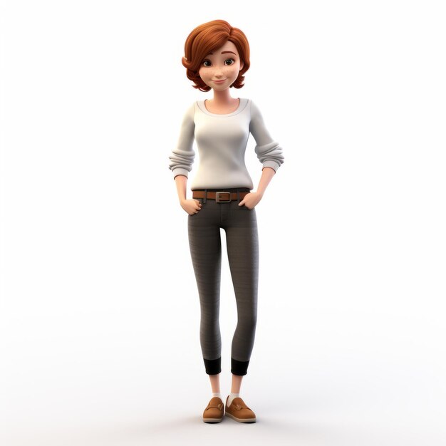 Cartoonish 3d Model Woman With Sweater Youthful Protagonists Inspired By Jeff Kinney