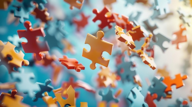 Cartoonish rendering of pieces of jigsaw puzzle