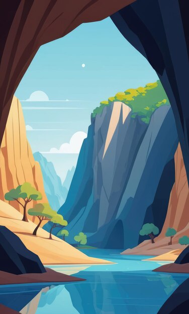 Cartoonstyle interior of a cave landscape