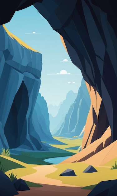 Cartoonstyle interior of a cave landscape