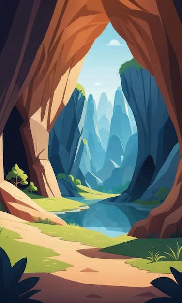 Cartoonstyle interior of a cave landscape