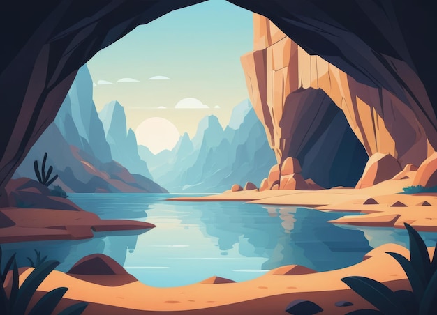 Cartoonstyle interior of a cave landscape