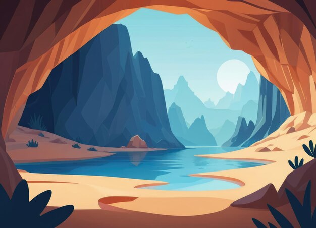 Cartoonstyle interior of a cave landscape