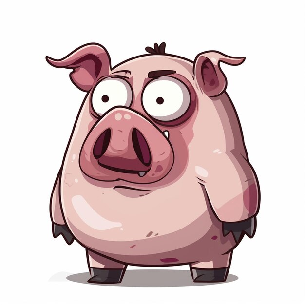 Photo a cartoonstyle pig character with exaggerated features in a playful pose against a white background