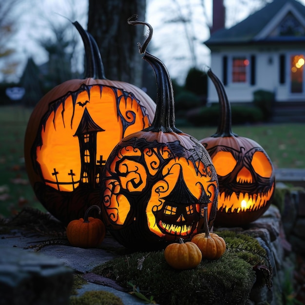 Carved Pumpkins by House