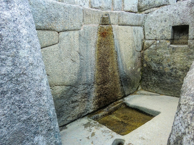 Carved stone structures from the Inca Empire at Machu Picchu Cusco Cuzco Peru