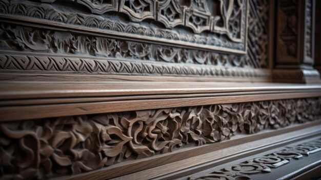 A carved wooden door in a church