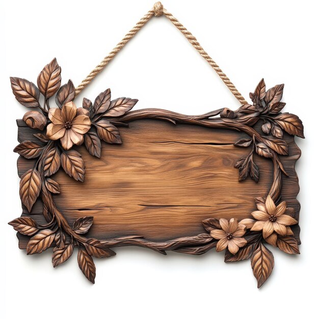 Photo carved wooden sign with floral design