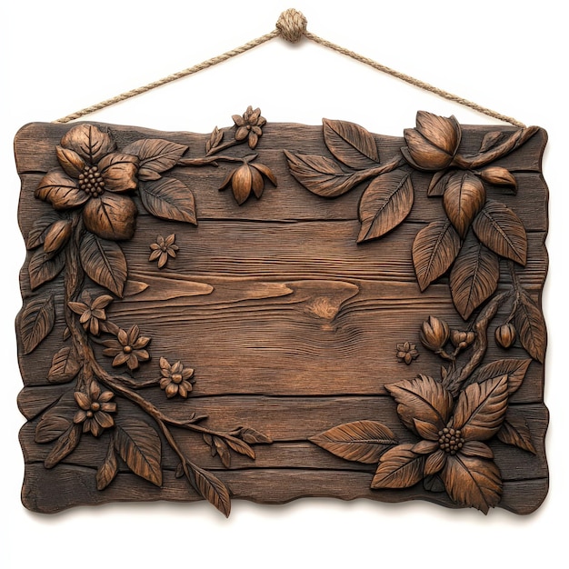 Photo carved wooden sign with floral design