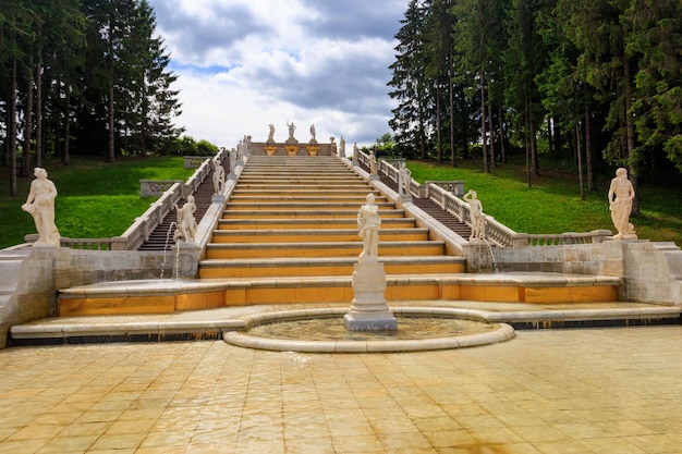 Cascade fountain Gold Mountain in lower park of Peterhof in St Petersburg Russia