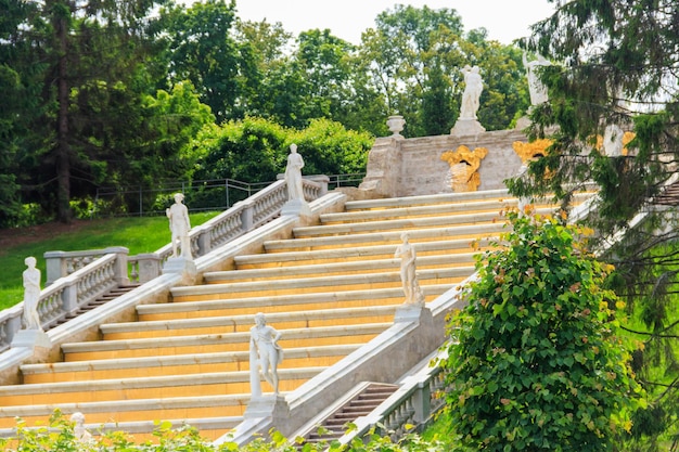 Cascade fountain Gold Mountain in lower park of Peterhof in St Petersburg Russia