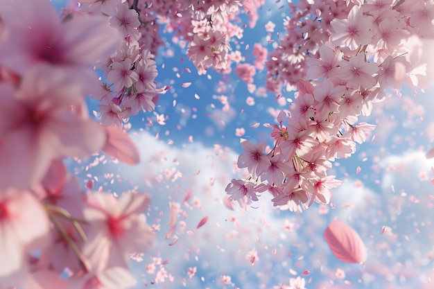 Cascading cherry blossoms in full bloom