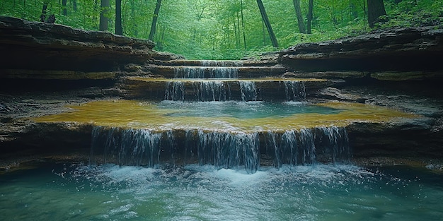 Photo cascading waterfall in a green forest