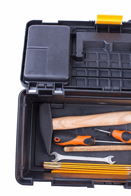 Case with construction tools top view