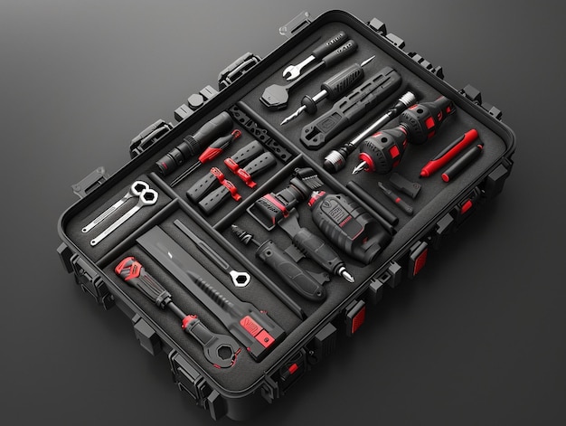 Photo a case with the red and black parts has the red and black parts