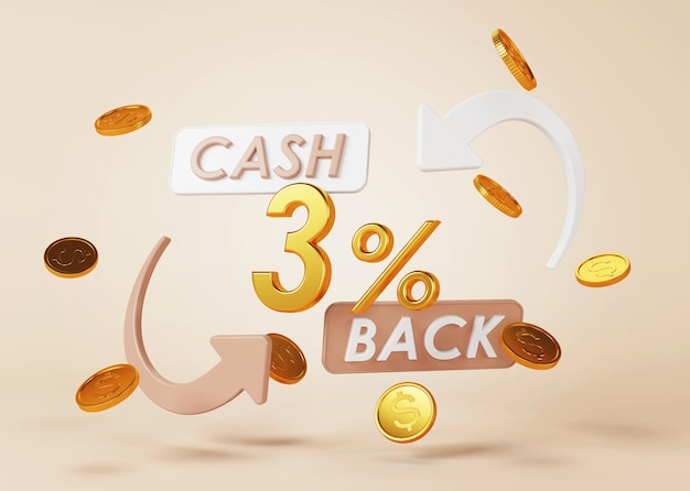 Cash back service Concept of money back and digital payment 3D rendering