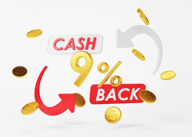 Cash back service Concept of money back and digital payment 3D rendering