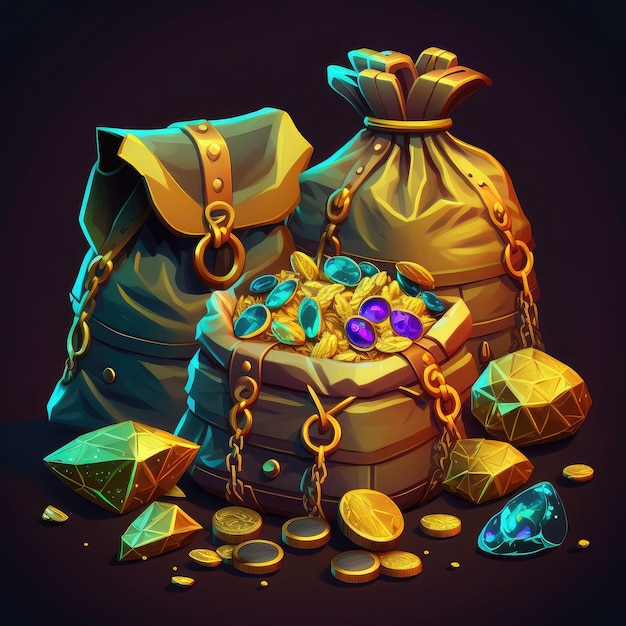 Cash game treasure bag ai generated