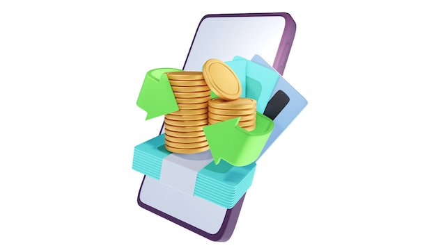 Photo cashback and money refund icon concept. 3d illustration