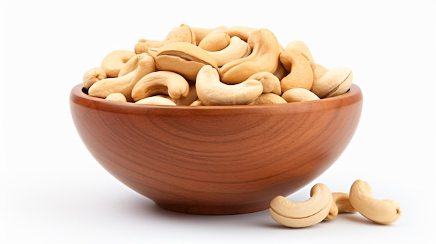 Cashew in bowl isolated on white background