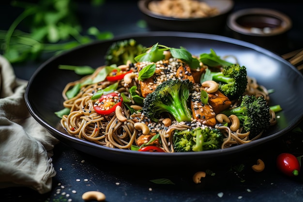 Cashew Broccoli Soba Noodles dinner Recipe Food