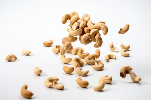 Cashew Flying On White Background Floating In The Air Generative AI