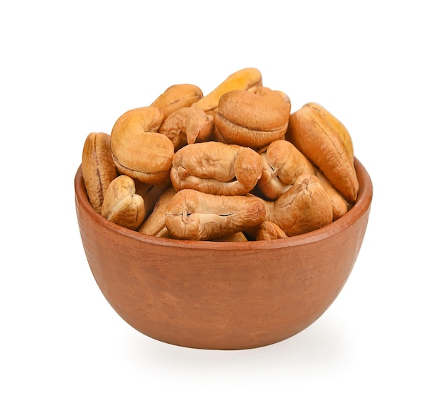 Cashew nut isolated in bowl on white background