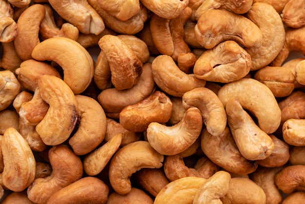 Cashew nuts close up. Breakfast, healthy food. It can be used as a background