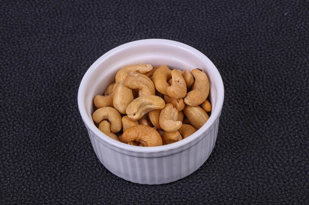 Cashew nuts heap in the bowl