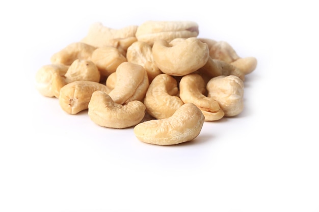 Cashew nuts isolated on a white background eco organic healthy lifestyle soft selective focus