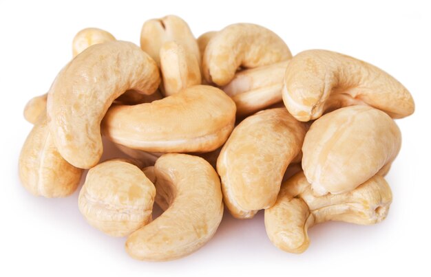 Cashew nuts isolated on white background