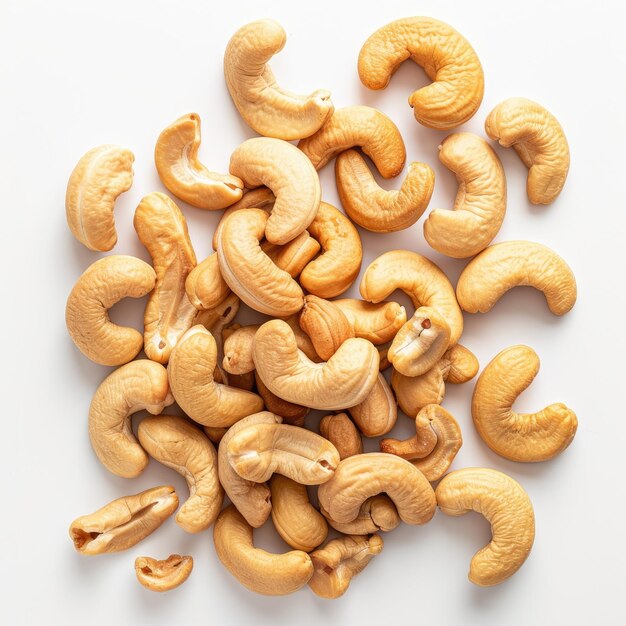 Cashew nuts on white background