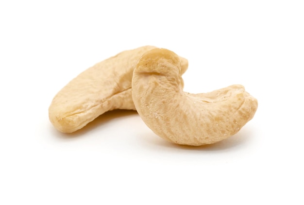 Cashew nuts on white background